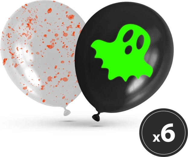 Set de baloane fosforescente de Halloween, 6 buc.