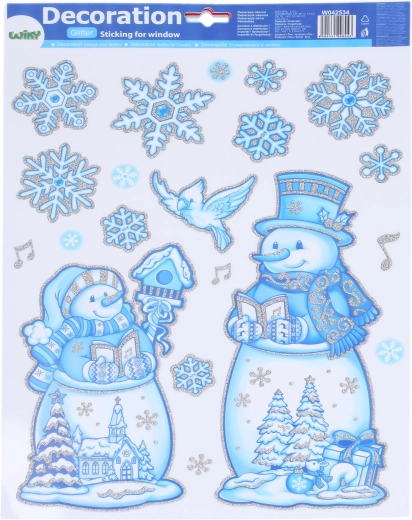 Decorațiune pentru fereastră Oameni de zăpadă 41 × 29 cm – Crăciun