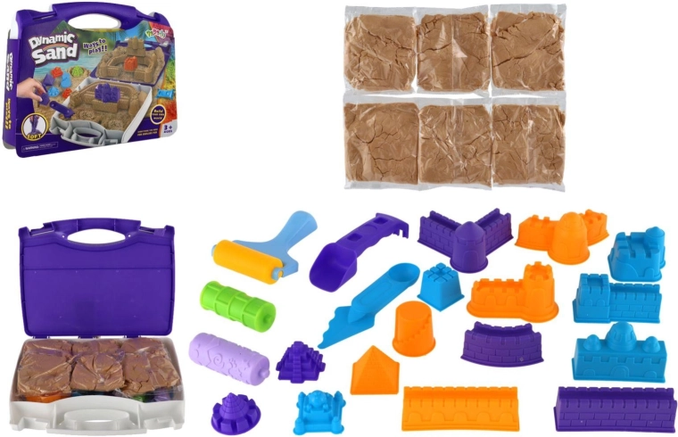Nisip magic Dynamic Sand în valiză cu forme de construcție