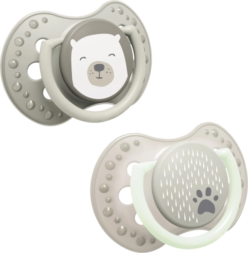 LOVI Suzeta cu mini scut din silicon dinamic BUDDY BEAR 0-2 luni, 2 buc