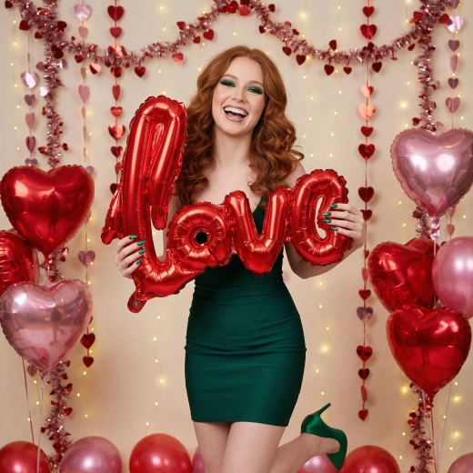 Balon din folie cu inscripția LOVE, metalizat bordo, 55 cm