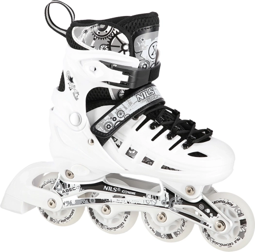 Patine pentru copii 4în1 NILS EXTREME albe – inline, pe gheață și quad – L (39-42)