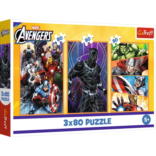 Puzzle 3x80 Zile de Acțiune - Disney Marvel Avengers