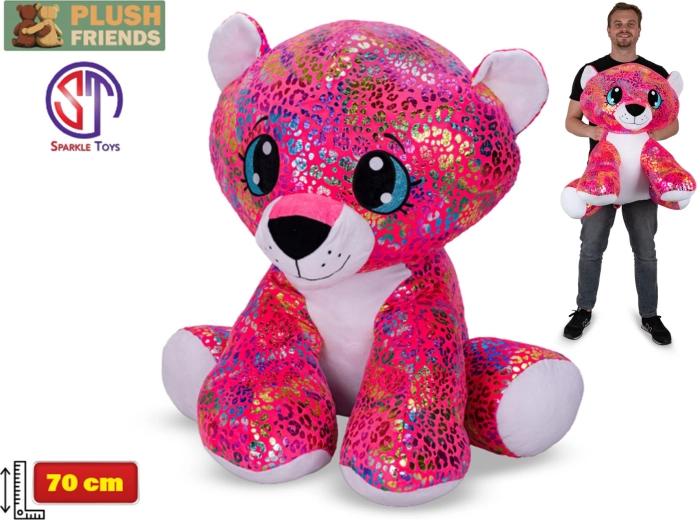 Leopard de pluș cu sclipire curcubeu 70 cm – Plush Friends Star Sparkle