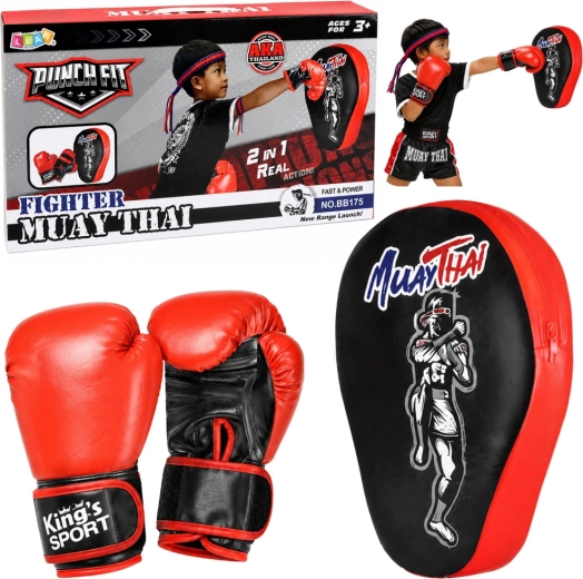Set de box pentru copii 2în1 – mănuși și palmă de antrenament Muay Thai
