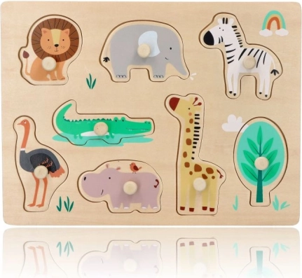 Puzzle din lemn cu mâner Safari