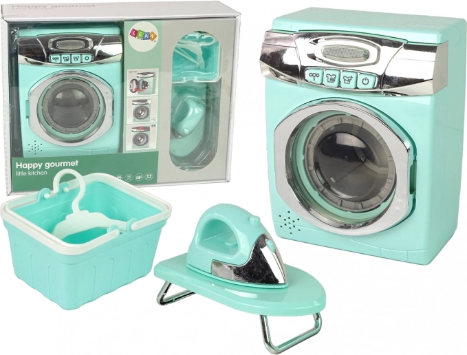 Set de electrocasnice pentru copii – mașină de spălat, fier de călcat și masă de călcat, mentă