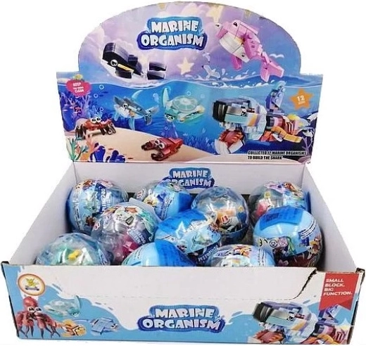 Set de construcție animale marine în bilă transparentă
