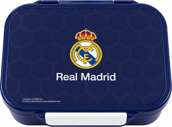 Cutie de gustări Real Madrid cu trei compartimente, bleumarin