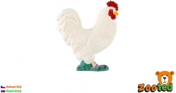 Model de cocoș alb din plastic, 5 cm