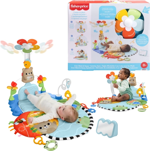 Fisher-Price păturică educativă senzorială de joacă 3în1 Lovește și învârte