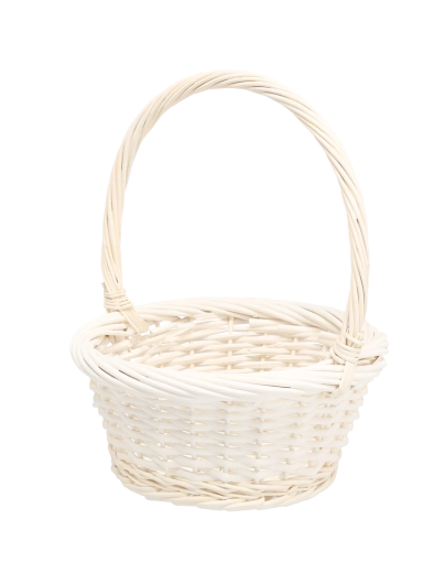 Coș din ratan alb cu mâner 25 × 25 × 12/31 cm