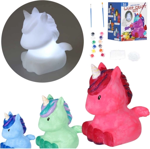 Set creativ pentru copii cu veioză de noapte pictabilă în formă de unicorn