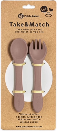 Petite&Mars tacâmuri din silicon take&match velvet latte 6m+