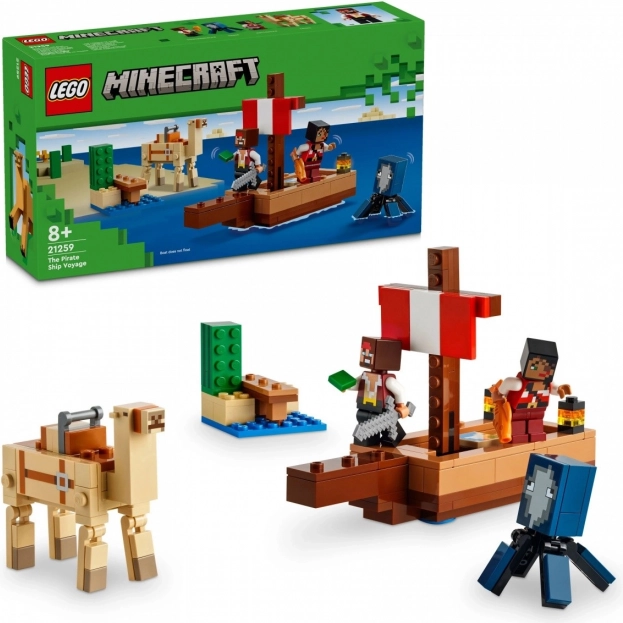 LEGO Minecraft călătoria piraților – navă de pirați cu animale și pirați (8+)