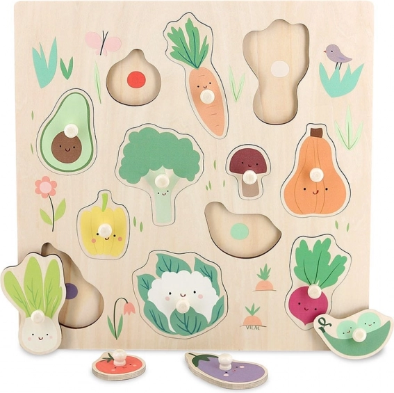 Puzzle Vilac cu legume și mânere