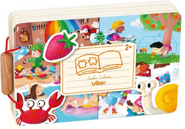 Vilac – carte din lemn cu puzzle: cele patru anotimpuri