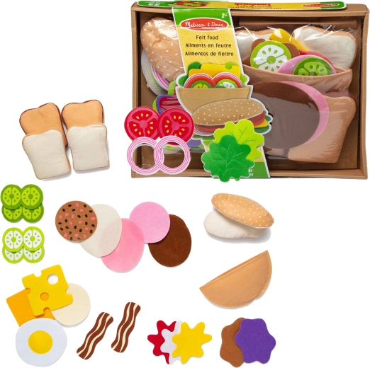 Set din fetru pentru prepararea sandvișurilor Melissa & Doug, 33 de piese