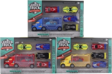 Set de mașinuțe cu camion – jucărie din plastic pentru copii 3+