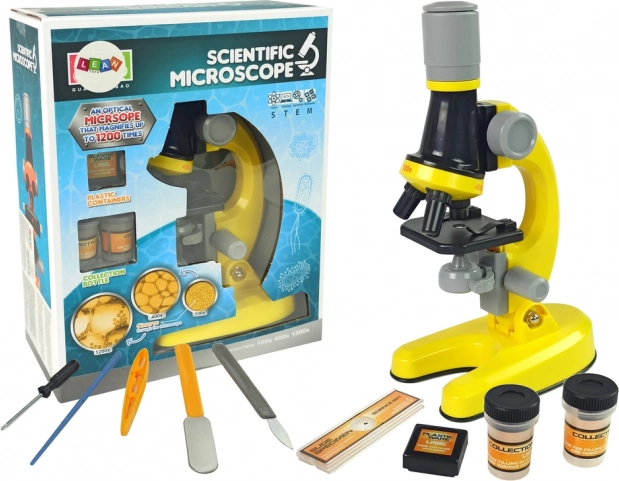 Mikroscop Junior Set Educațional Galben 100x 400x 1200x