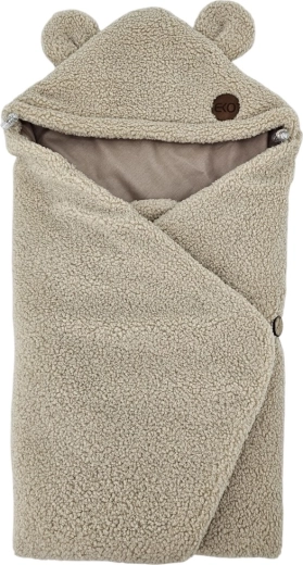 EKO sac de iarnă cocon pentru scaun auto, bouclé cu bumbac, bej închis, 110 × 100 cm – Roz închis