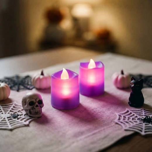 Lumânări LED mov pentru Halloween, 2 buc.