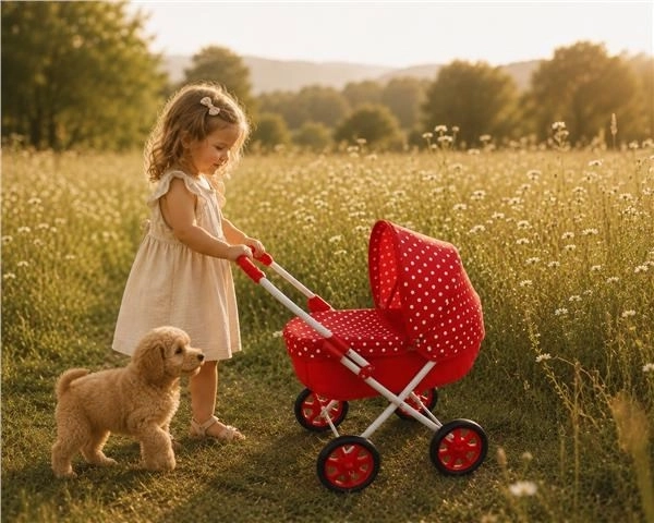 New Baby cărucior pentru păpuși Anișka, roșu
