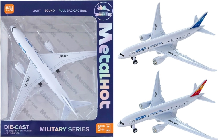 Model metalic de avion de linie Airliner 1:400 cu lumină și sunet
