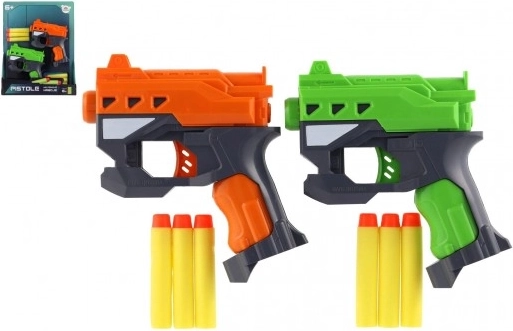 Teddies pistoale cu proiectile din spumă pentru copii, 2 bucăți, 12 cm + 6 proiectile