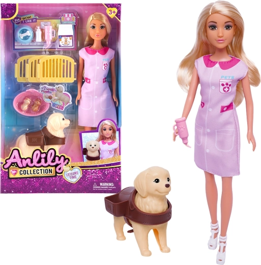 Păpușă veterinară cu cățeluș