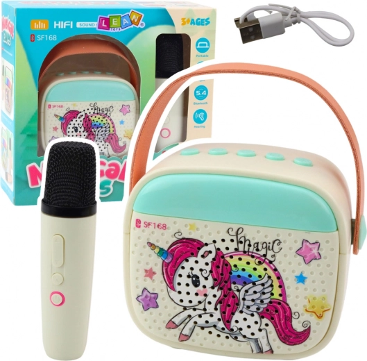 Set karaoke pentru copii cu unicorn și microfon Bluetooth