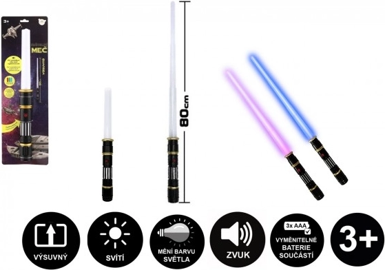 Sabie luminoasă pliabilă cu lumină și sunete, 80 cm