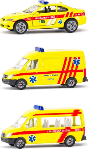 Siku versiune cehă set ambulanță 3 mașini