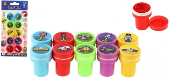 Ștampile auto-cernalibile Primele mele mașini, set din plastic 10 buc