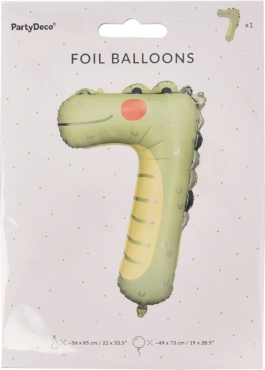 Balon din folie în formă de cifră 7 cu crocodil KIDS