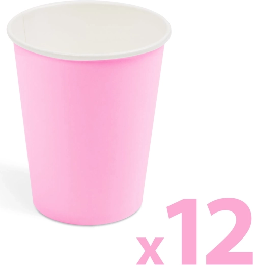 Pahare de hârtie roz, 2,5 dl, 12 buc.