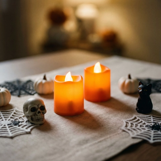 Lumânări LED portocalii de Halloween, 2 bucăți