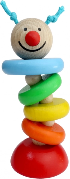 Detoa omidă pe elastic – jucărie motrică din lemn pentru bebeluși