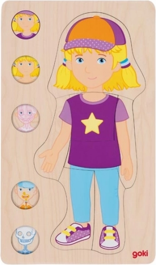 Puzzle din lemn Goki corpul uman fată