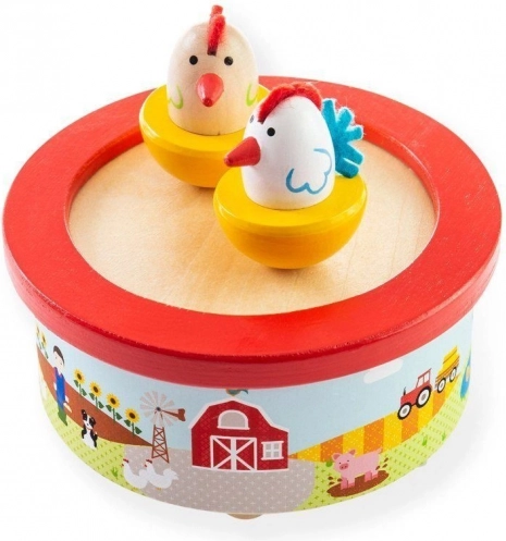 Cutie muzicală din lemn cu fermă BIGJIGS TOYS