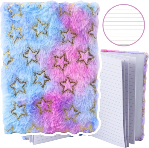 Caiet cu coperte cu motive de stele aurii în culori pastelate A5