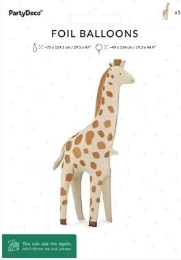 Balon din folie, tip stativ, girafă 49 × 114 cm