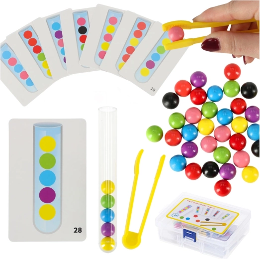 Joc educațional Montessori cu bile colorate