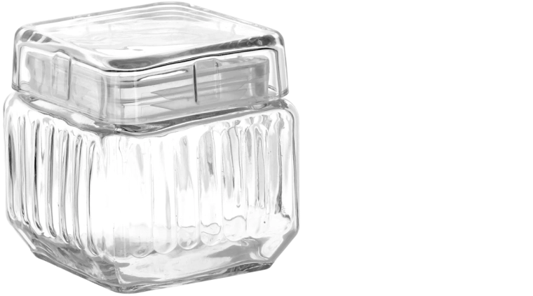 Borcan pătrat din sticlă 0,8 l cu capac din sticlă
