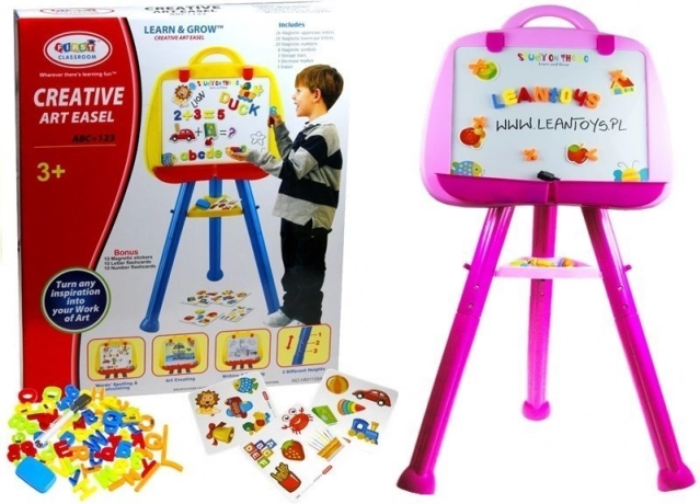 Tabla magnetică roz pentru copii LeanToys