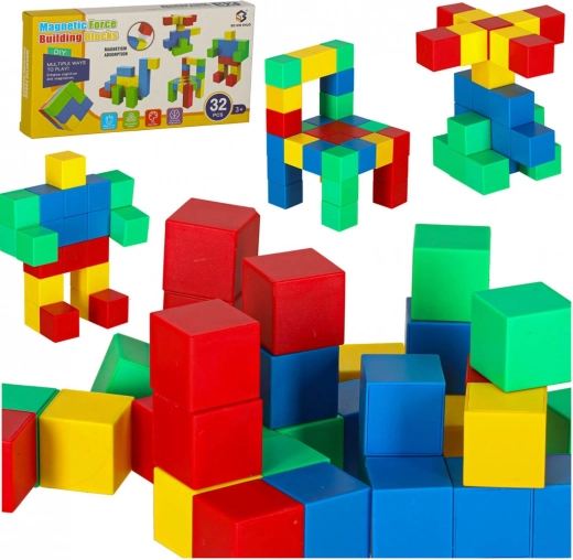 Blocuri magnetice pentru construcții - 32 de piese