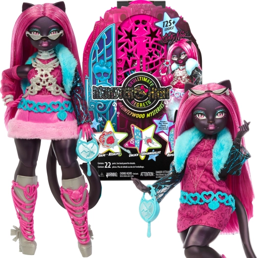 Păpușa Monster High Catty Noir cu dulap și surprize