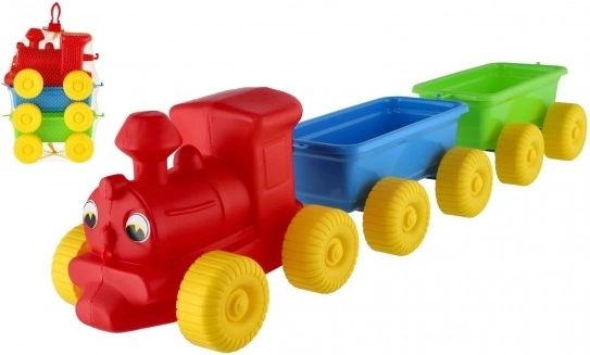Trenuleț colorat din plastic cu vagoane 60 cm