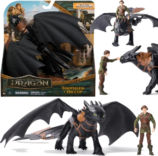 Figurină outlet Dragonii: Szczerbatek cu aripi mobile, 33 cm – lipsește figurina călărețului