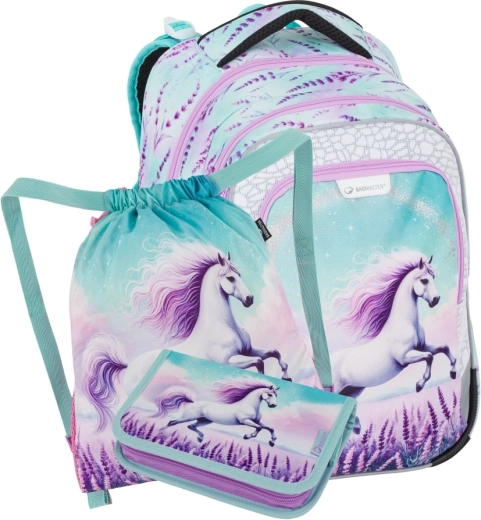 Bagmaster Lumi 26 b set școlar pentru elevi de clasa I cu motiv de cal